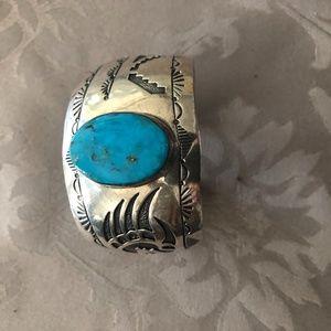 Sterling silver cuff bracelet with turquoise stone